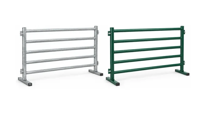 Silver-colored and green portable panel illustrations with projecting feet
