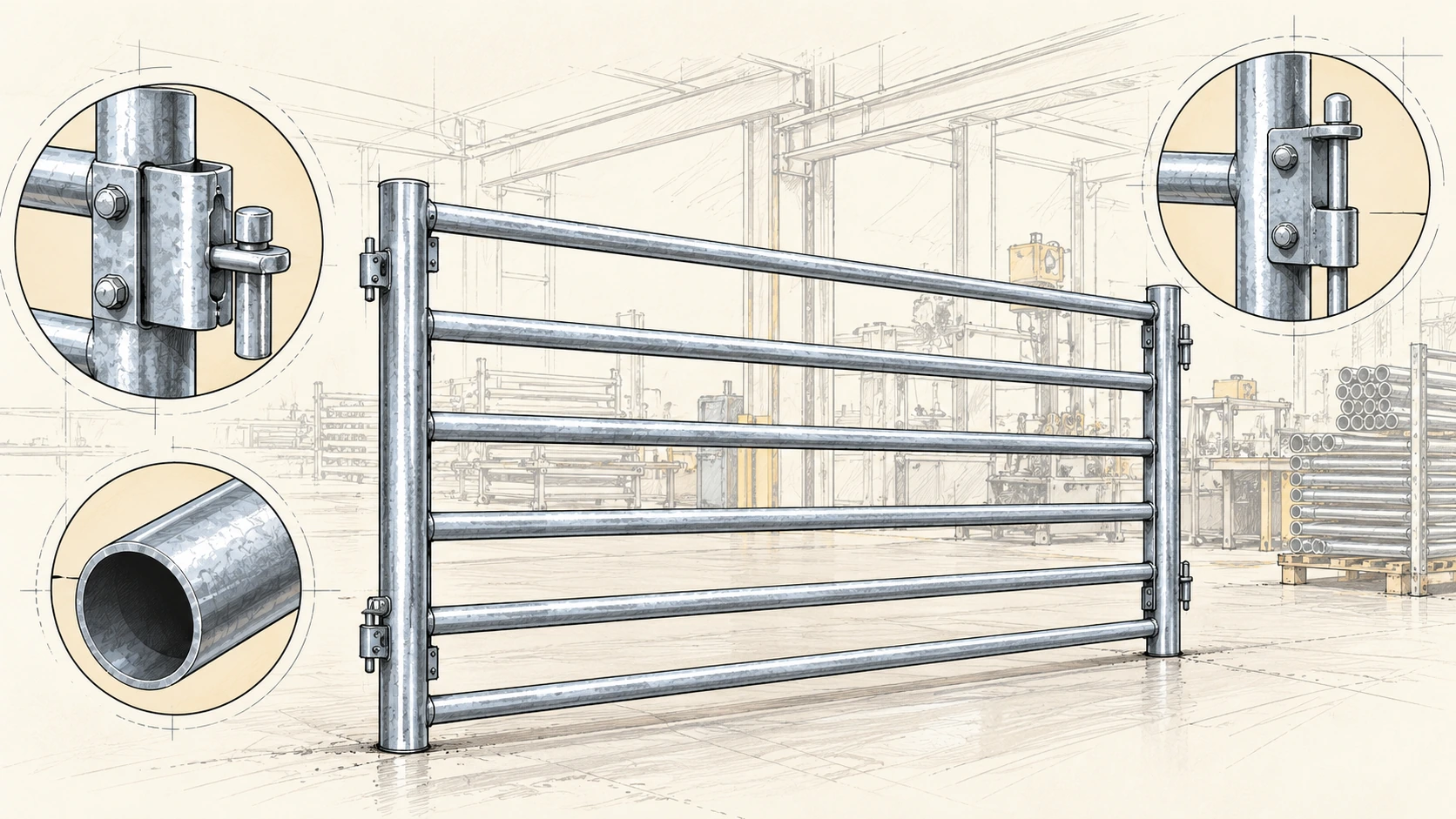 Custom 5-Rail Livestock Panel Support
