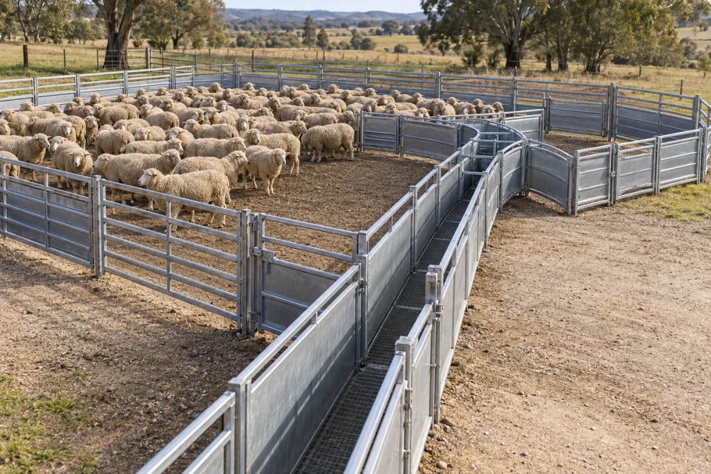 How Should a Sheep Handling Pen Be Laid Out for Sorting and Routine Care?